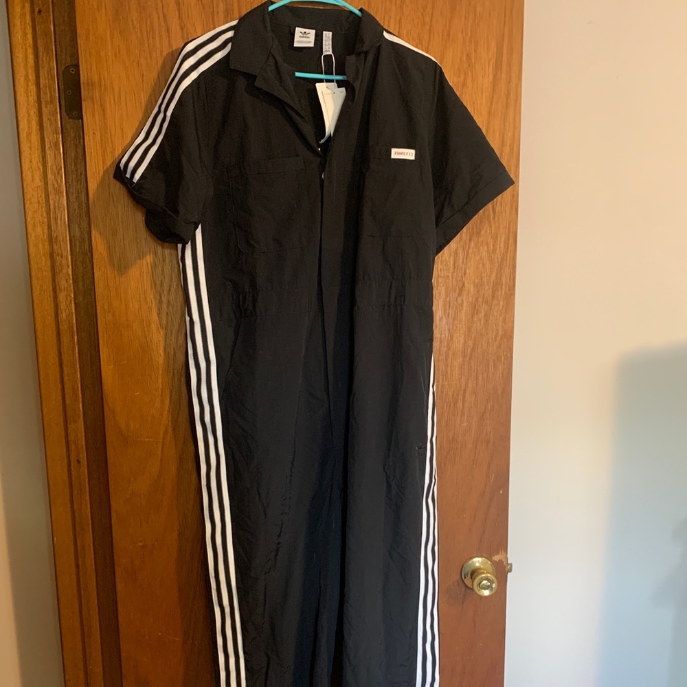 Fiorucci for Adidas. Black short sleeved jumpsuit